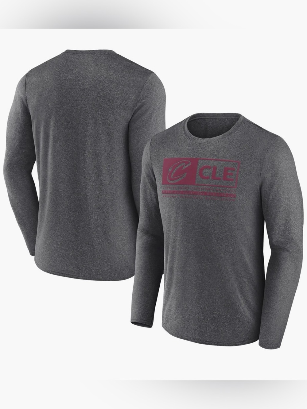 Fanatics Cleveland Cavaliers Gray Red Basketball Long Sleeve T Shirt Mens Medium
